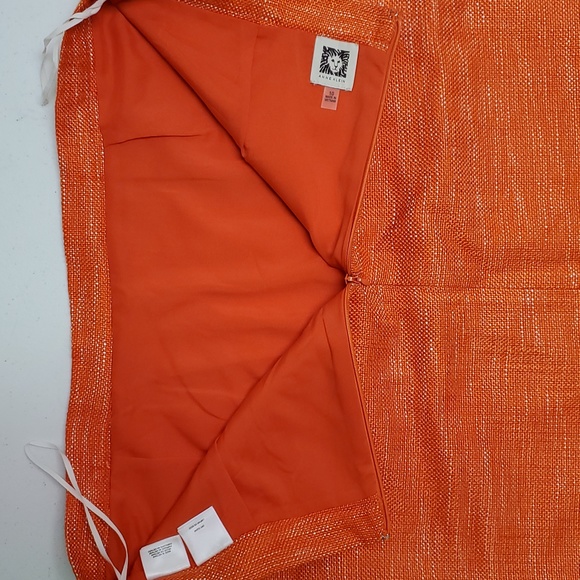 Anne Klein Pencil Skirt Lined w/ Pockets, Orange / White Color, Size 10 NWT - Picture 3 of 10